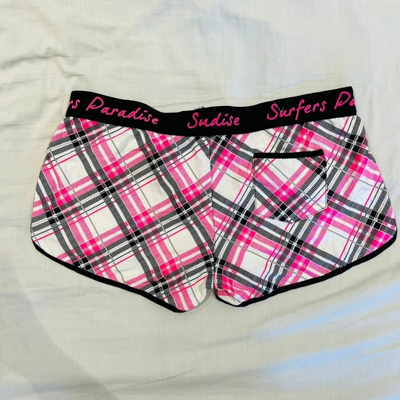 Pink and white chequered shorts - Picture 3 of 7